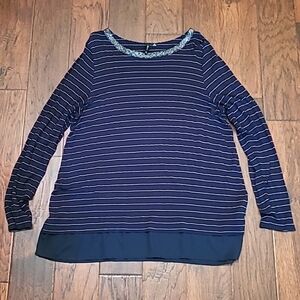 New Directions women's silver striped black long-sleeved shirt size 1X